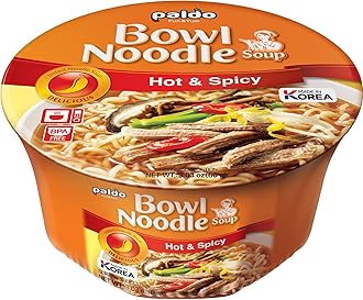 Fun & Yum Hot & Spicy Instant Cup Noodle Soup Bowl, Pack of 12, Best Oriental Style Korean Ramyun, Most Loved Korean Noodles, 팔도 육개장 사발면 86g (3.04 oz) x 12