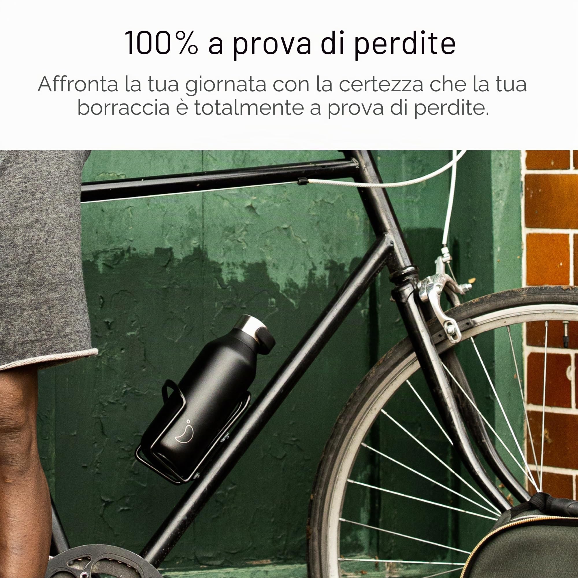 Chilly's Series 2 Borraccia - Borraccia in Acciaio Inossidabile con Isolamento Sottovuoto, Collare Morbido e Anello di Trasporto, Borraccia Termica per Bevande Calde e Fredde - A Prova di Perdite