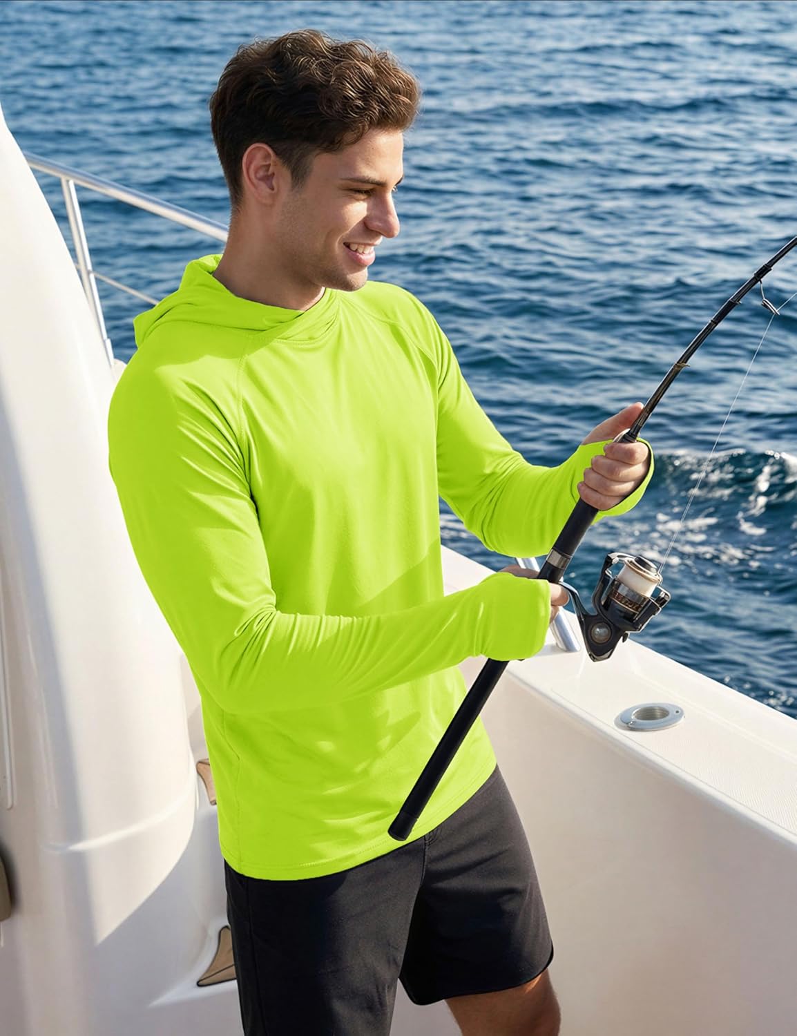 MAGCOMSEN Men's UPF 50+ Sun Protection Shirts Quick Dry Long Sleeve Rash Guard Lightweight Hoodie Shirt Fishing Running - Image 2