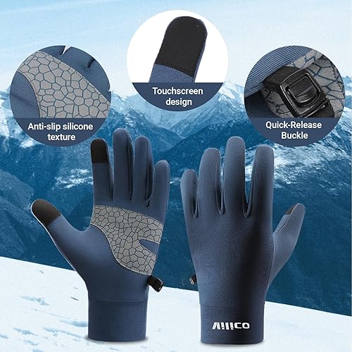 Miniatura 4 de Guantes de correr para hombres y mujeres, guantes de invierno para pantalla táctil, guantes térmicos ligeros con palma de silicona antideslizante