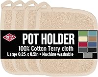Vista 35 de RITZ Agarradera de olla y salvamanteles de rizo: Resistente al calor sin igual, duradera 100% algodón – Diseñado ergonómicamente para un agarre