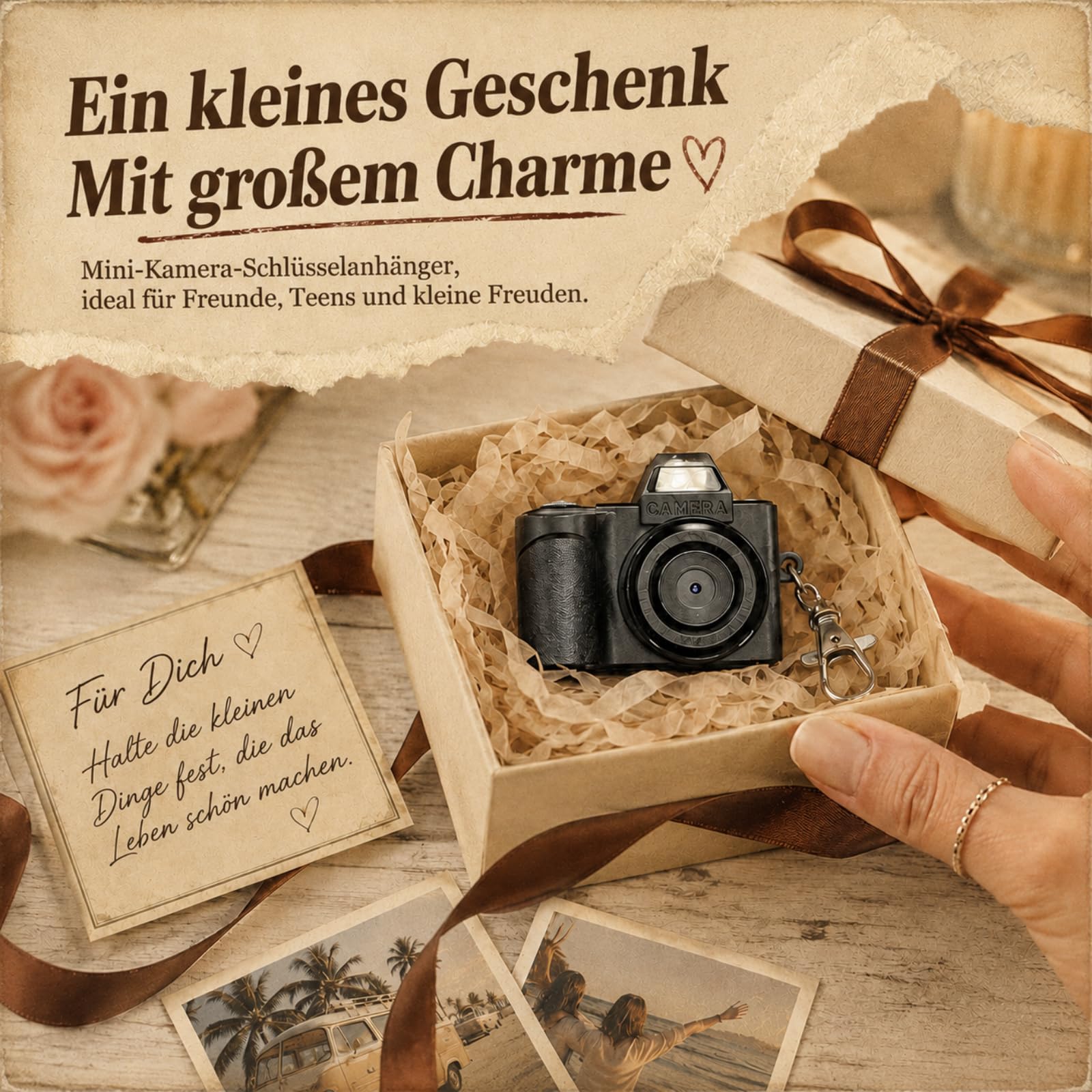 Mini Schlüsselanhänger Digitalkamera – Maxmango 1,3-Zoll 1080P Fotokamera Retro Kamera mit 64 GB Speicher, Ultraportable Kamera, Taschenformat für Reisen, Vlogging und als Ostern Geschenk (Schwarz)