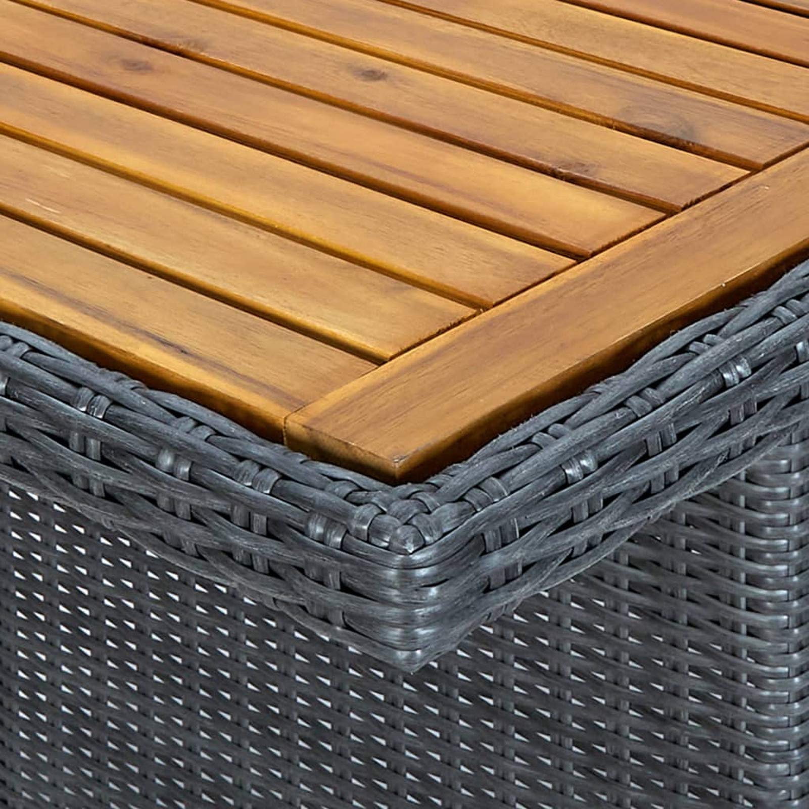 Set da giardino con tavolo da giardino grigio scuro in polyrattan e legno massello di acacia, mobili da pranzo per patio, bistrot, caffè, picnic, resistente alle intemperie, set da pranzo all'aperto