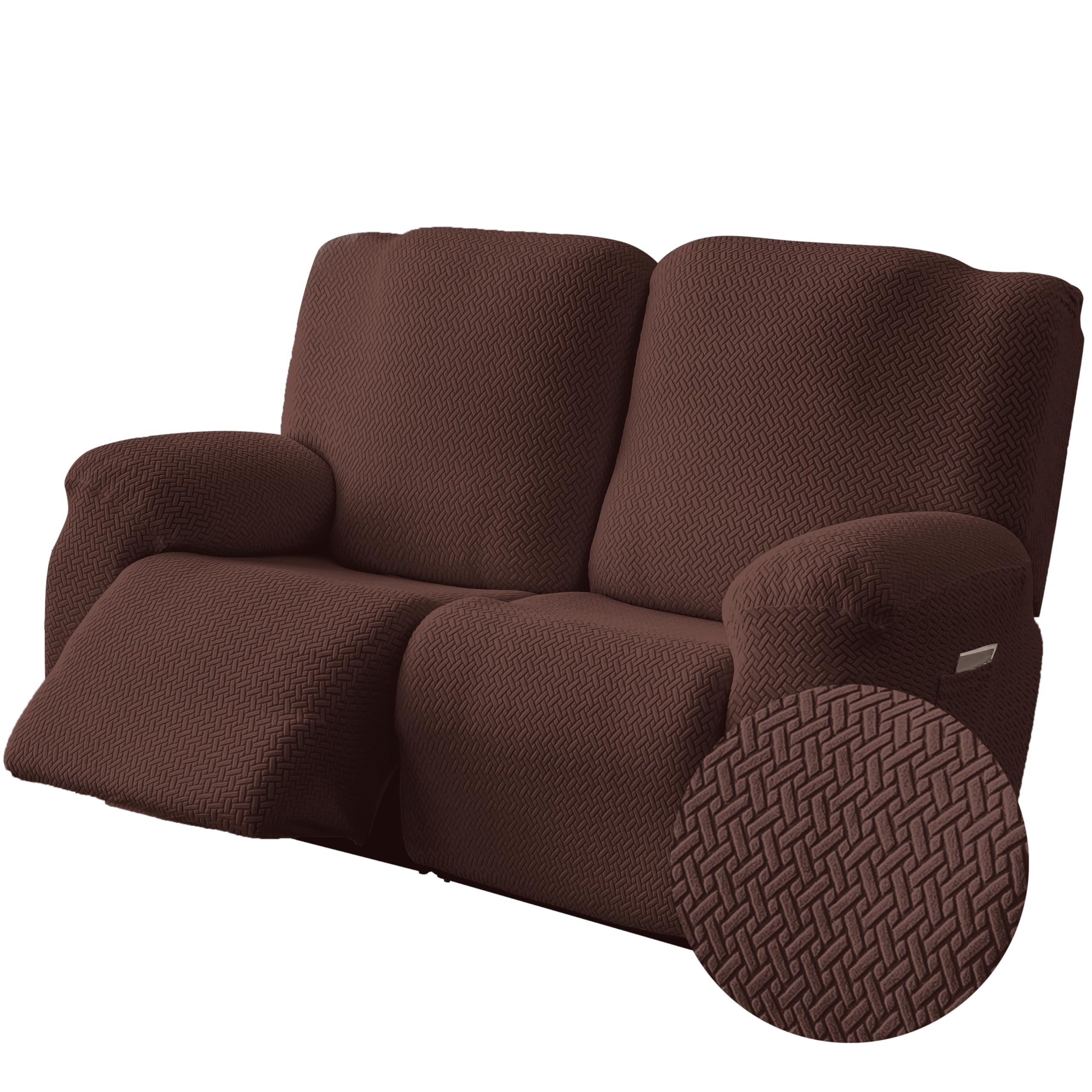 Genina Recliner Loveseat Covers,2 Seater Couch Cover,Chaocolate