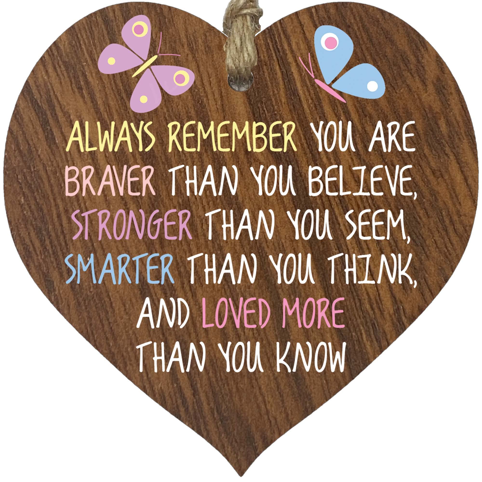 Stuff4 Always Remember You Are Braver Hanging Wooden Heart Sign Plaque