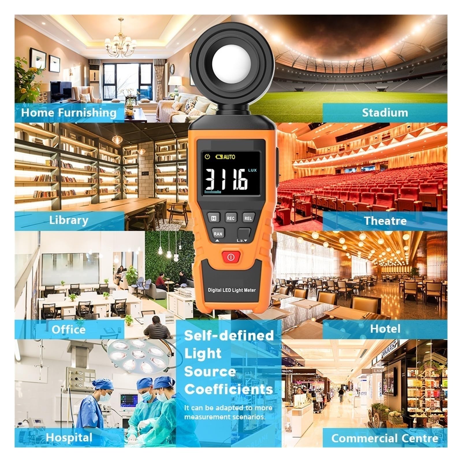 Luxometro, Luxómetro Digital Iluminador Profesional De Alta Precisión 180° Con Sensor De Luz Giratorio Lux Fotómetro,para jardín, interior y fotografía