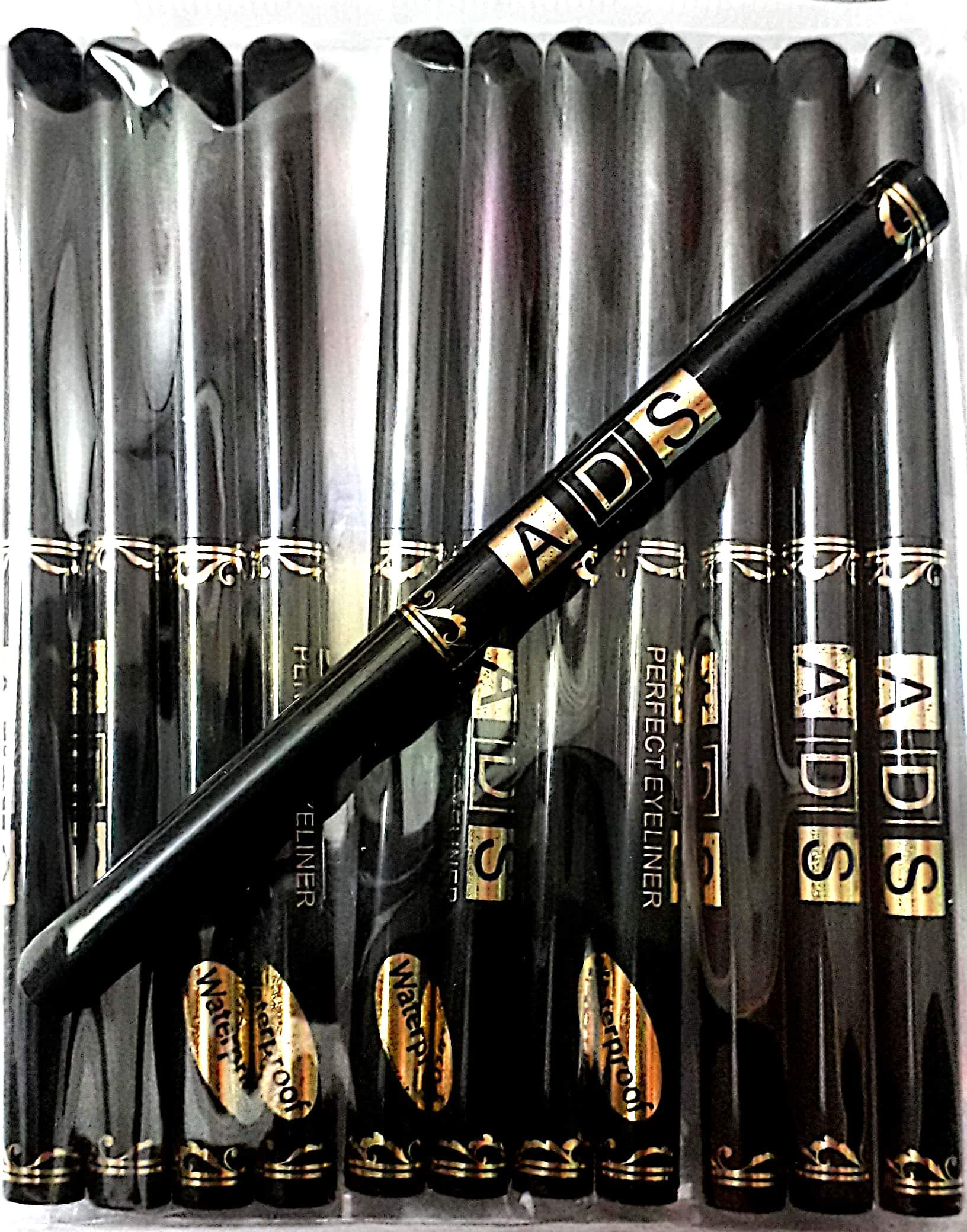 ADS Eye Care Kajal With Sketch Pen Eye Liner,Black, Set Of 12,Matte Finish