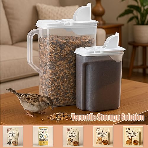 Miniatura 5 de Buddeez Contenedores de almacenamiento de alimentos para mascotas, dispensador de semillas de pájaro con tapas herméticas y boquillas fáciles de
