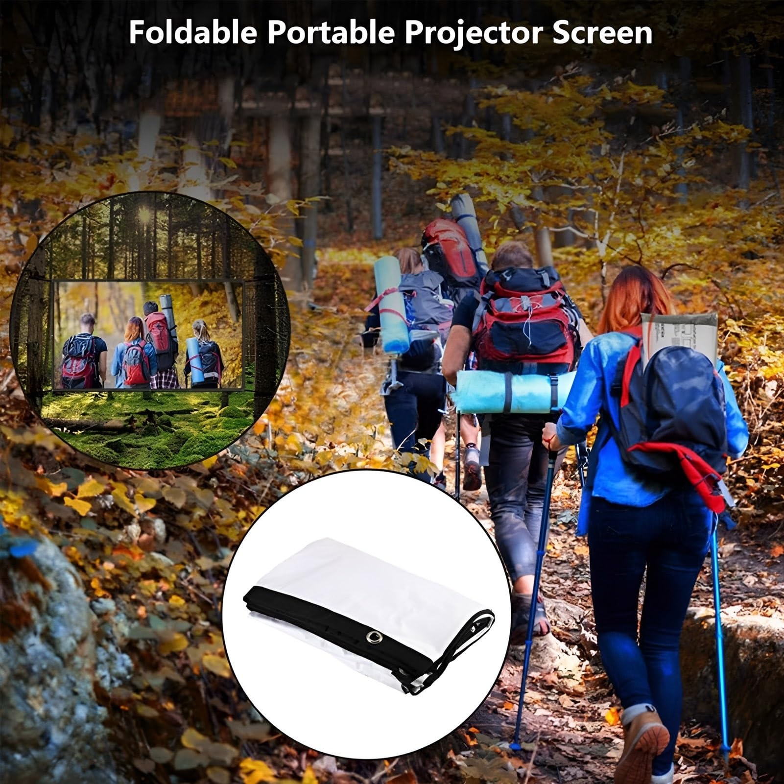 Schermo di Proiezione in Tela HD da 180 Pollici, 396 x 225 cm Leggero Antigrinze Pieghevole 16:9 4K Telo per Proiettore per Campeggio, Feste, Home Theater, Ufficio