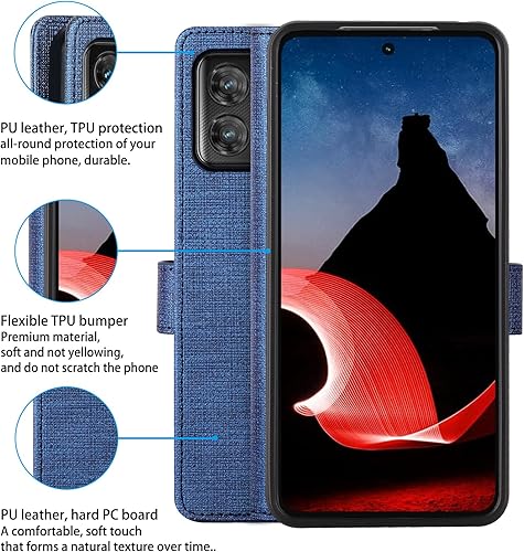 Miniatura 5 de Foluu Funda tipo cartera para Motorola ThinkPhone (2023), de piel sintética, con funda interior de TPU a prueba de golpes, ranuras para tarjetas con
