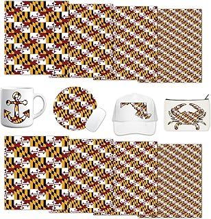 Tintnut Maryland Flag Sublimation Pattern Transfer Paper - 8 Sheets 12"x10", Maryland State Flag Heart Sublimation Transfer Paper Bundle Compatible with Cricut for DIY Mugs, Tumblers, Key Chain