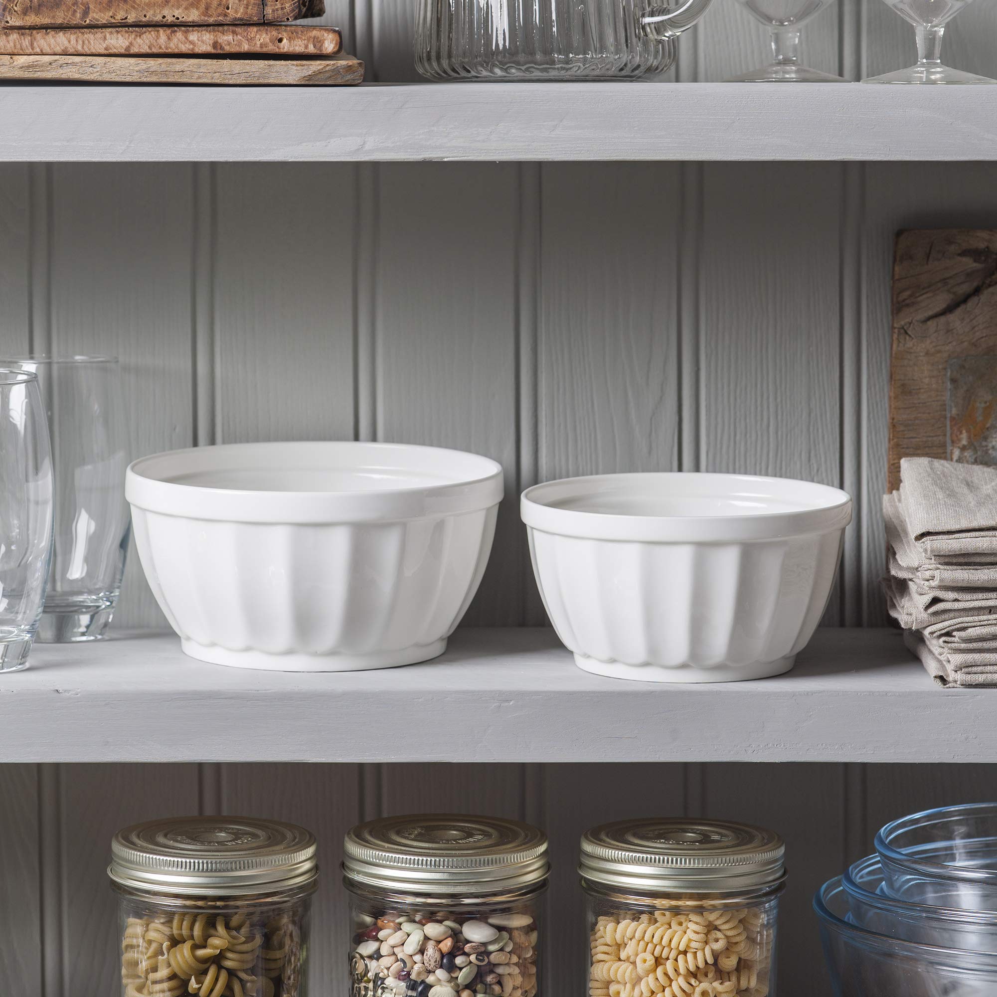 WM Bartleet & Sons 1750 TSET110 - Juego De 2 Cuencos De Porcelana Para Servir La Cocina, 1200 Ml Y 700 Ml, Color Blanco