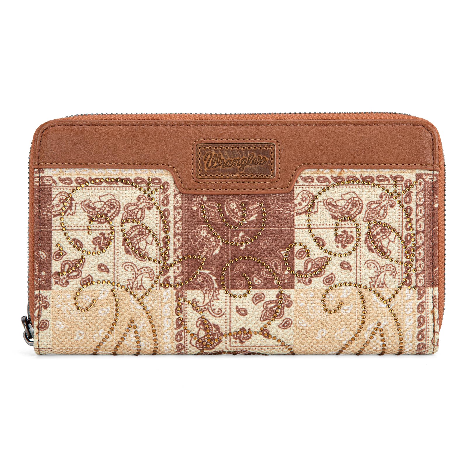 Montana West X Wrangler Wristlet Wallets for Women Large Check Book Western Patchwork Print Wallet RFID Travel Wallet