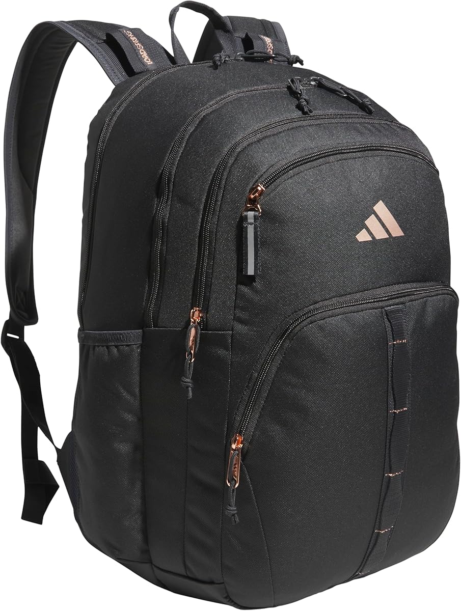 adidas Prime Backpack for Work, Travel Bag for Women and Men with Padded Compartment for Laptop, Carbon Grey/Rose Gold, One Size : Electronics