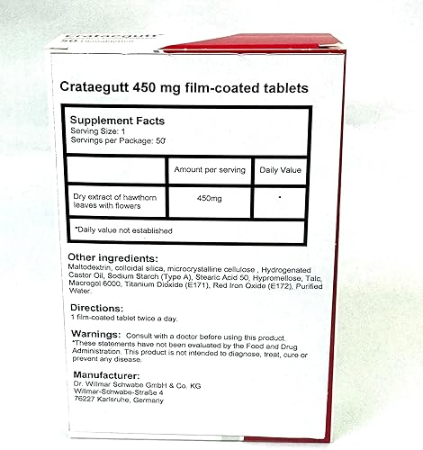 Miniatura 2 de Crataegutt 450 mg comprimidos cardiovasculares, 50 uds. Fabricado en Alemania, 50 unidades (paquete de 1)