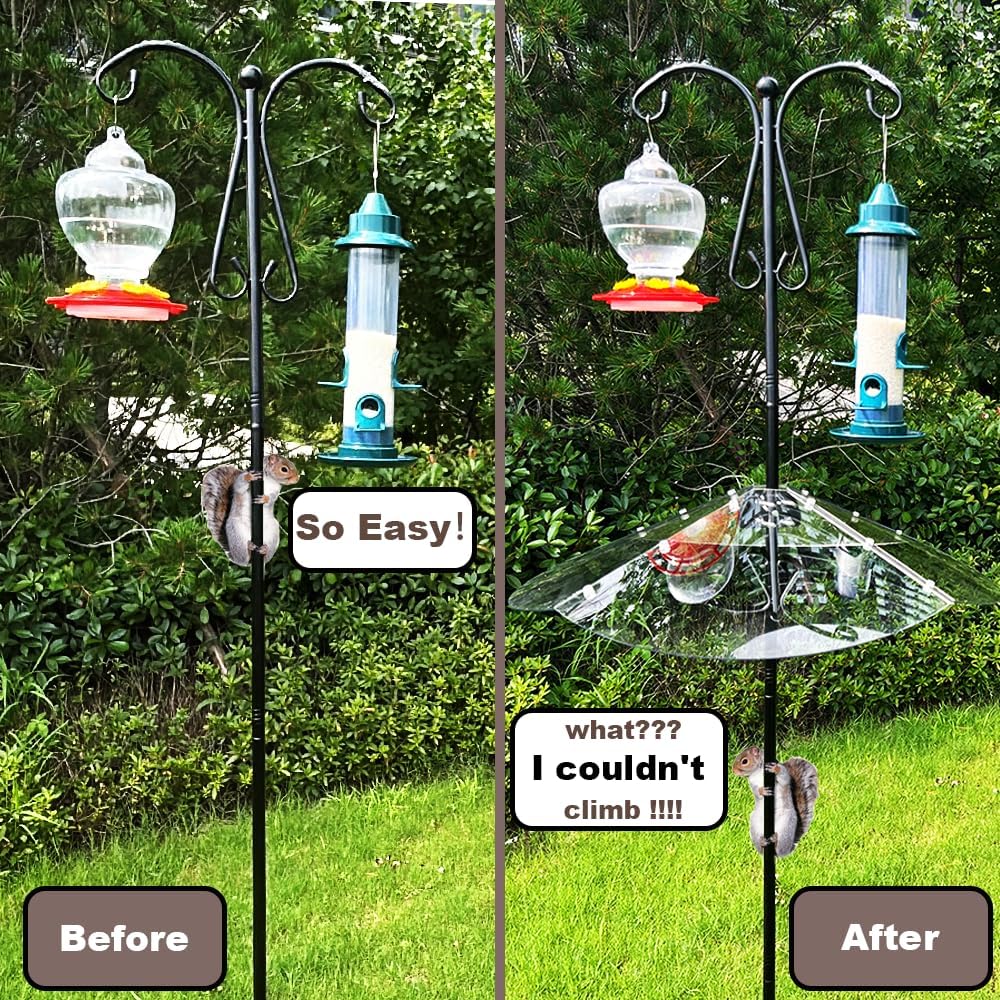 24inch Squirrel Baffle for Bird Feeder Pole,Made of Transparent Extra Thick Pc Material, Bird Feeder Protection for Outdoor Shepherd's Hooks.