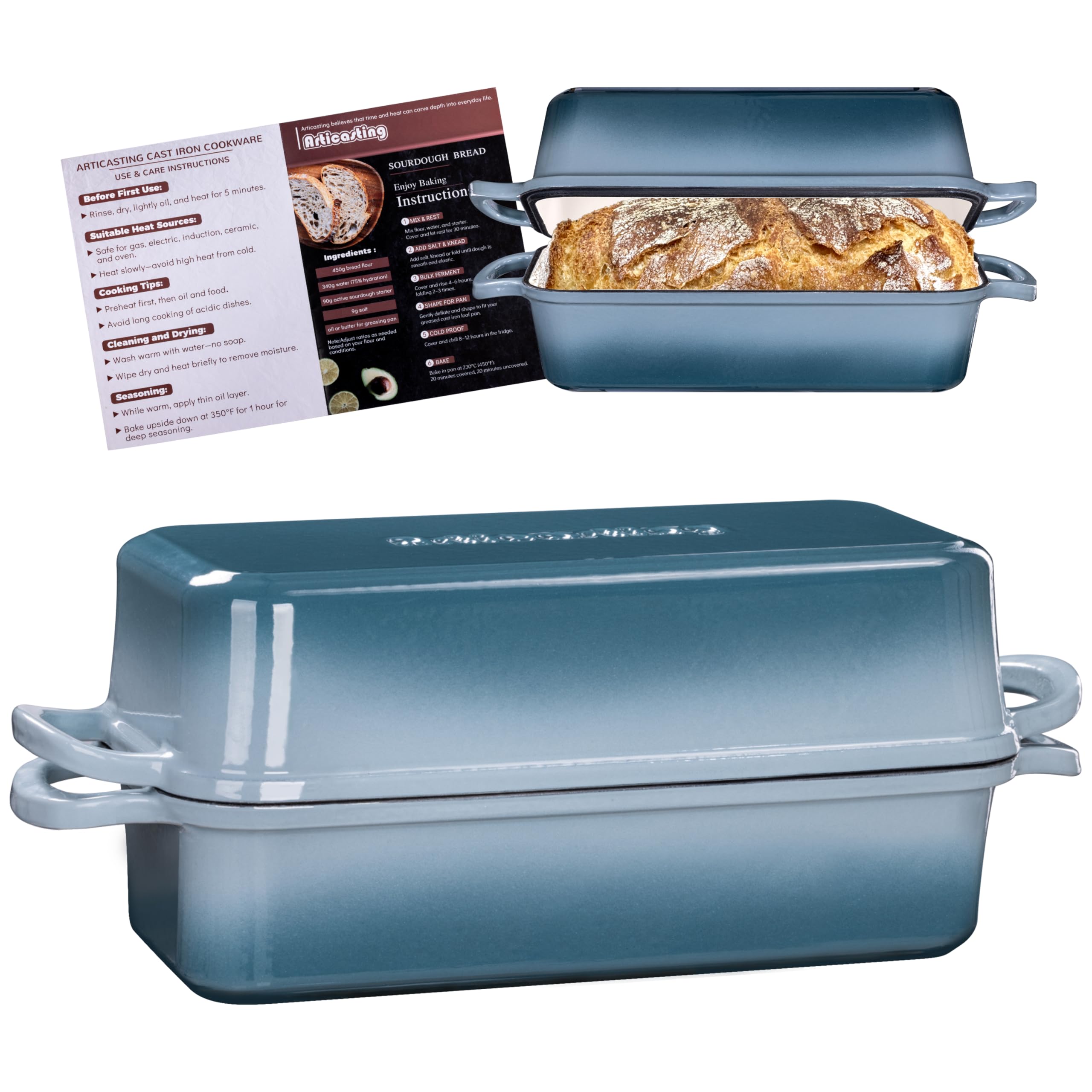 Articasting 11x5 Inch Cast Iron Loaf Pan With Lid