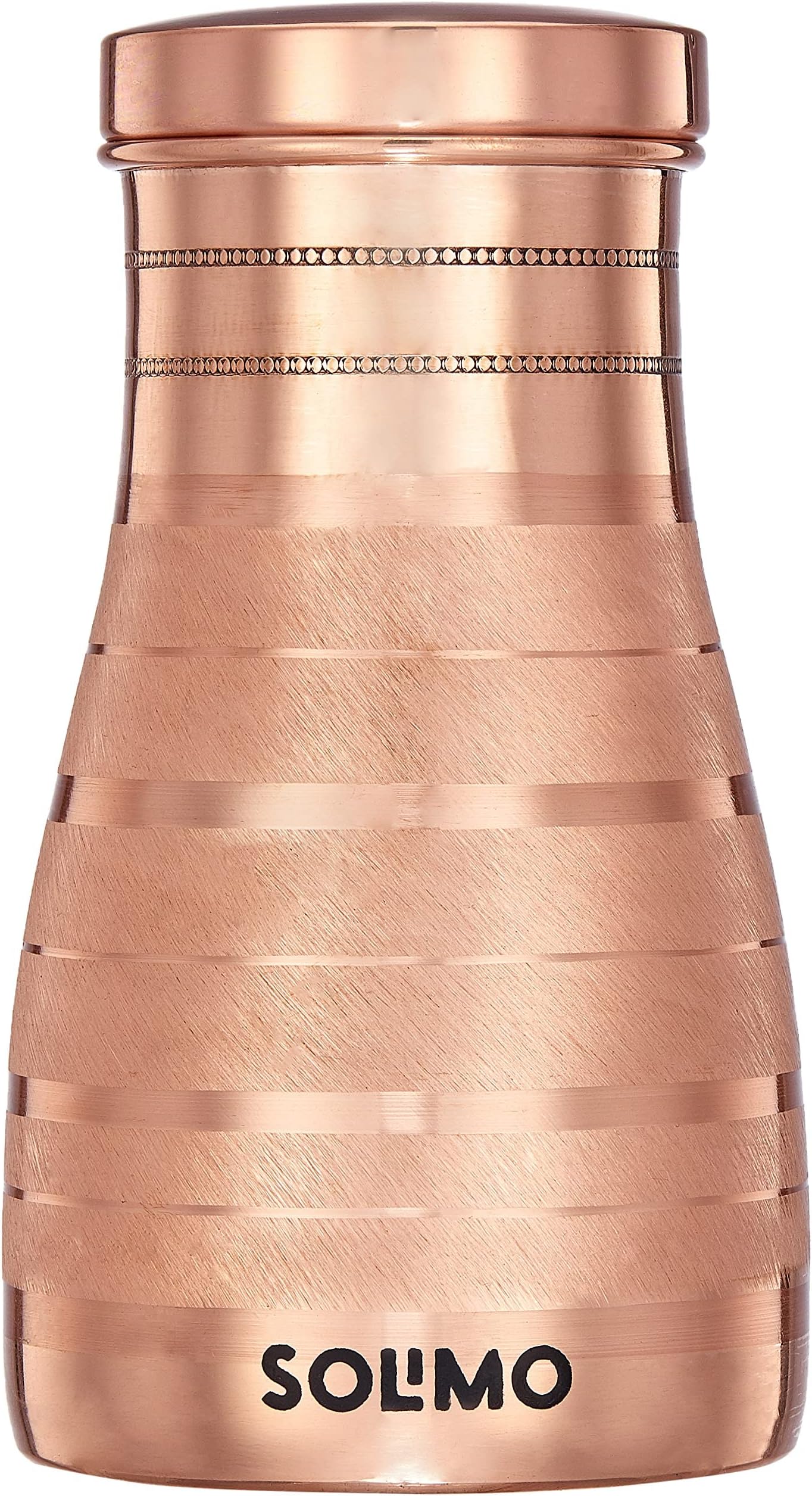 Amazon Brand - Solimo Copper Water Pot | Bedside Pot with Glass | Lining Finish |950 ml