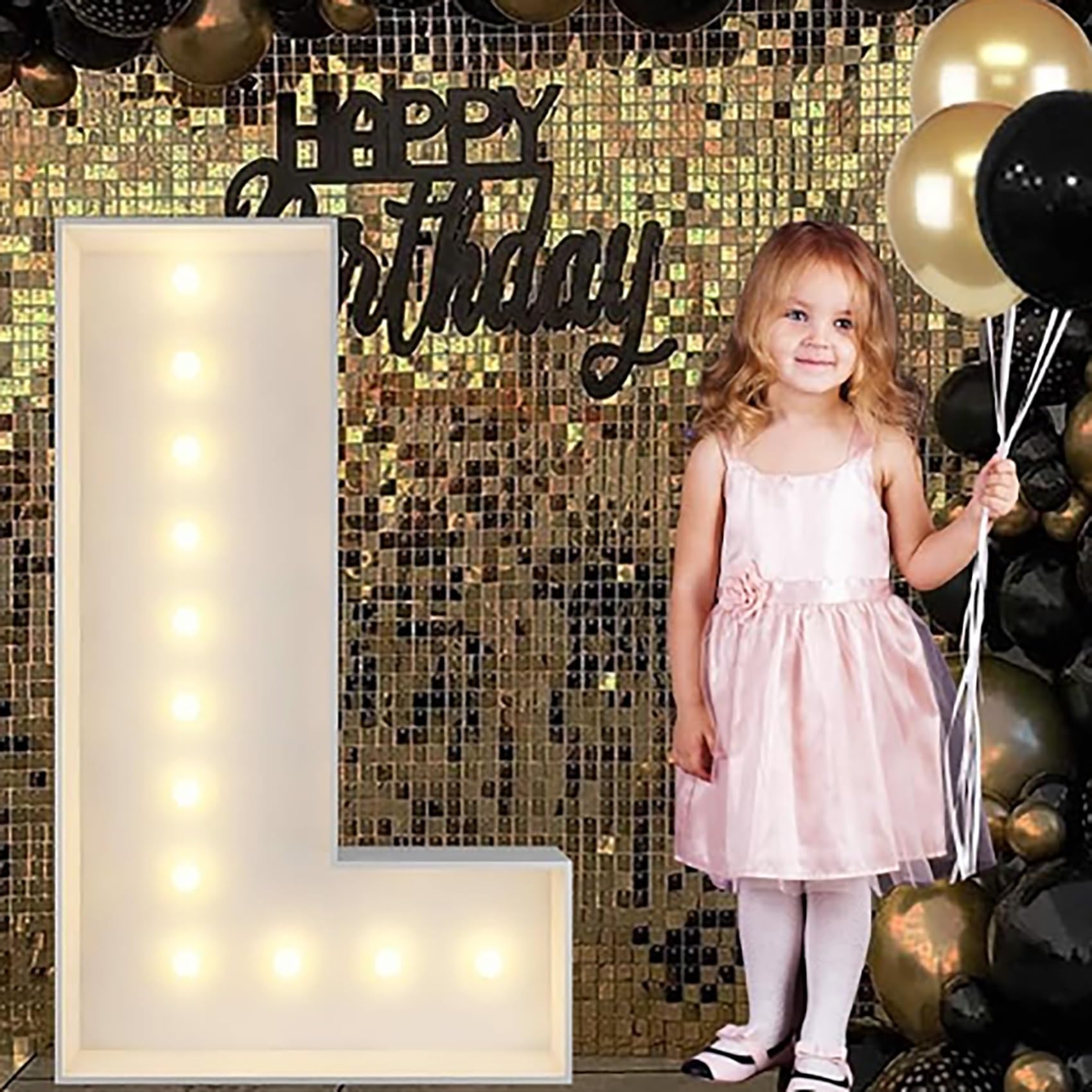 Alphabet LED Lights, 4ft Large Marquee Cardboard Letters For Birthday, Graduation Decorations Wedding Home Decoration(L,100cm/3.3ft)