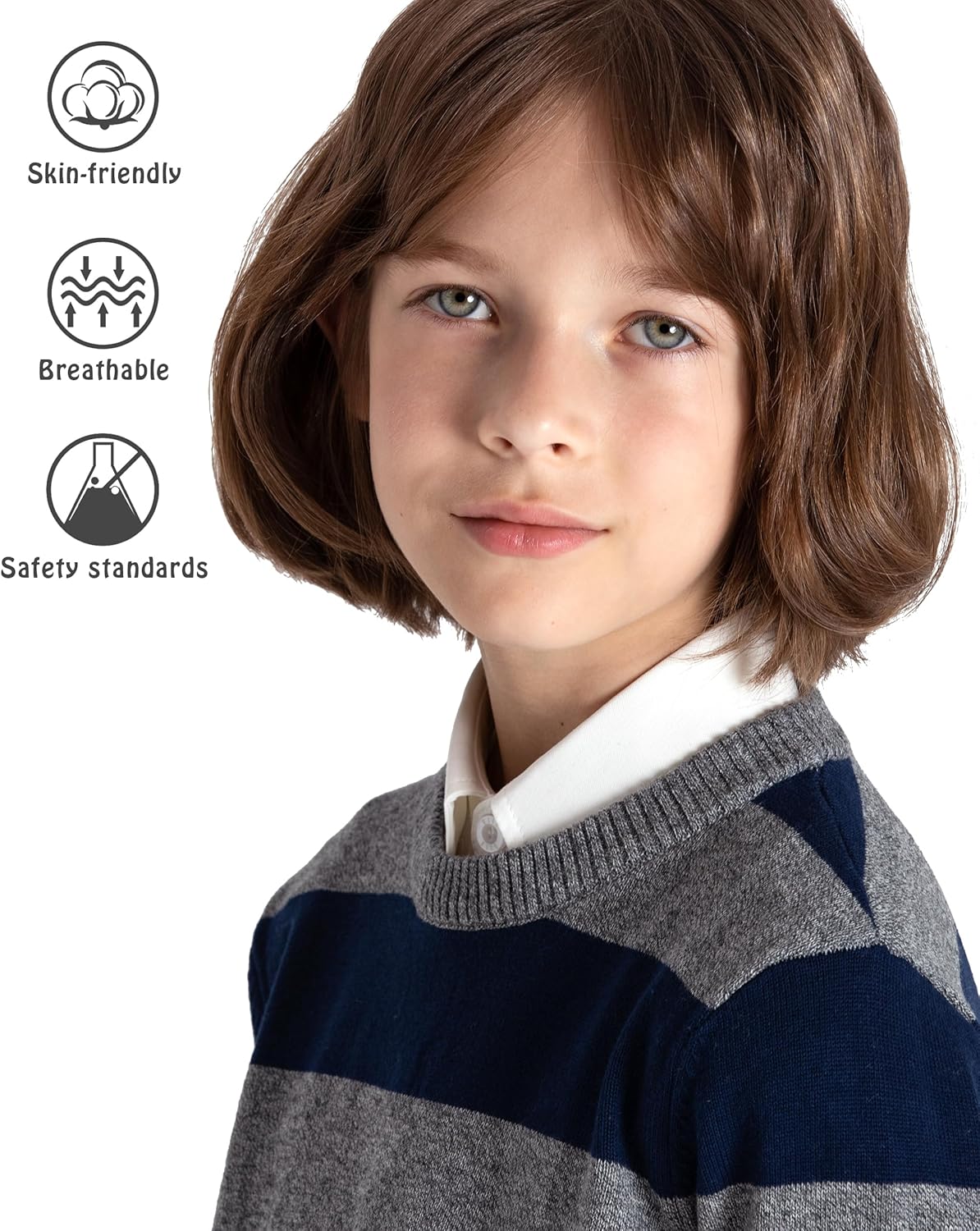 JSTEX Boys Sweater 100% Cotton Knit Kids Pullover Sweater Crew Neck Long Sleeve Striped Sweater for Child Toddler Size 4-14 - Image 5