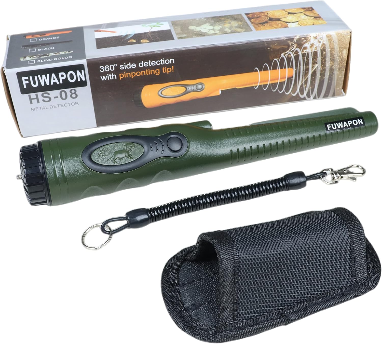 Updating Metal Detector Pinpointer,IP68 Full Waterproof Handheld Pin Pointer Wand,Professional High Accuracy Search Treasure Finder Probe for Hunting Coins in Water and Soil(Green08)