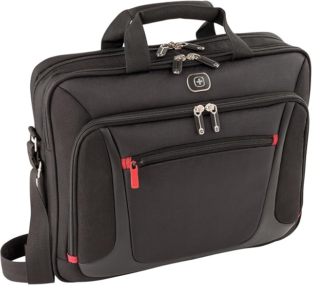 Wenger 600643 SENSOR 15 Inch Laptop Briefcase, Padded Laptop Compartment with iPad/Tablet/eReader Pocket in Black {9 Litre}
