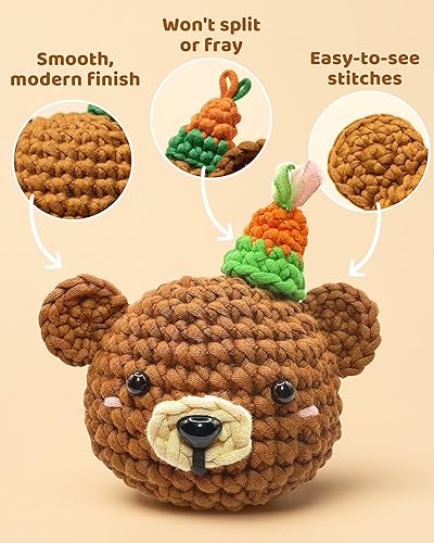 Miniatura 4 de Craftori EZYarn - Hilo para ganchillo y tejer para principiantes, puntadas fáciles de ver, mezcla de algodón y nailon, hilo mediano #4 (7.05 oz)