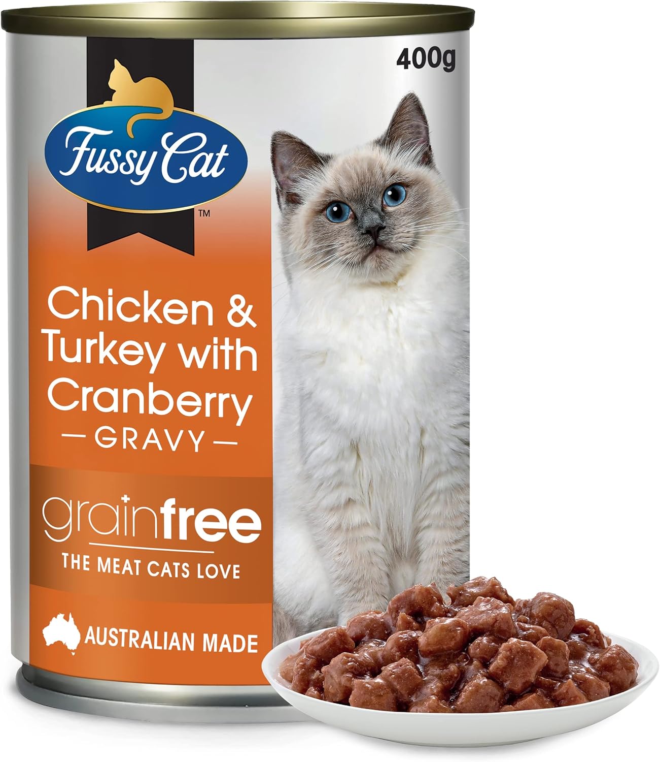 Fussy Cat Grain Free Chicken and Turkey with Cranberry Wet Cat Food 400g (Pack of 12) Amazon