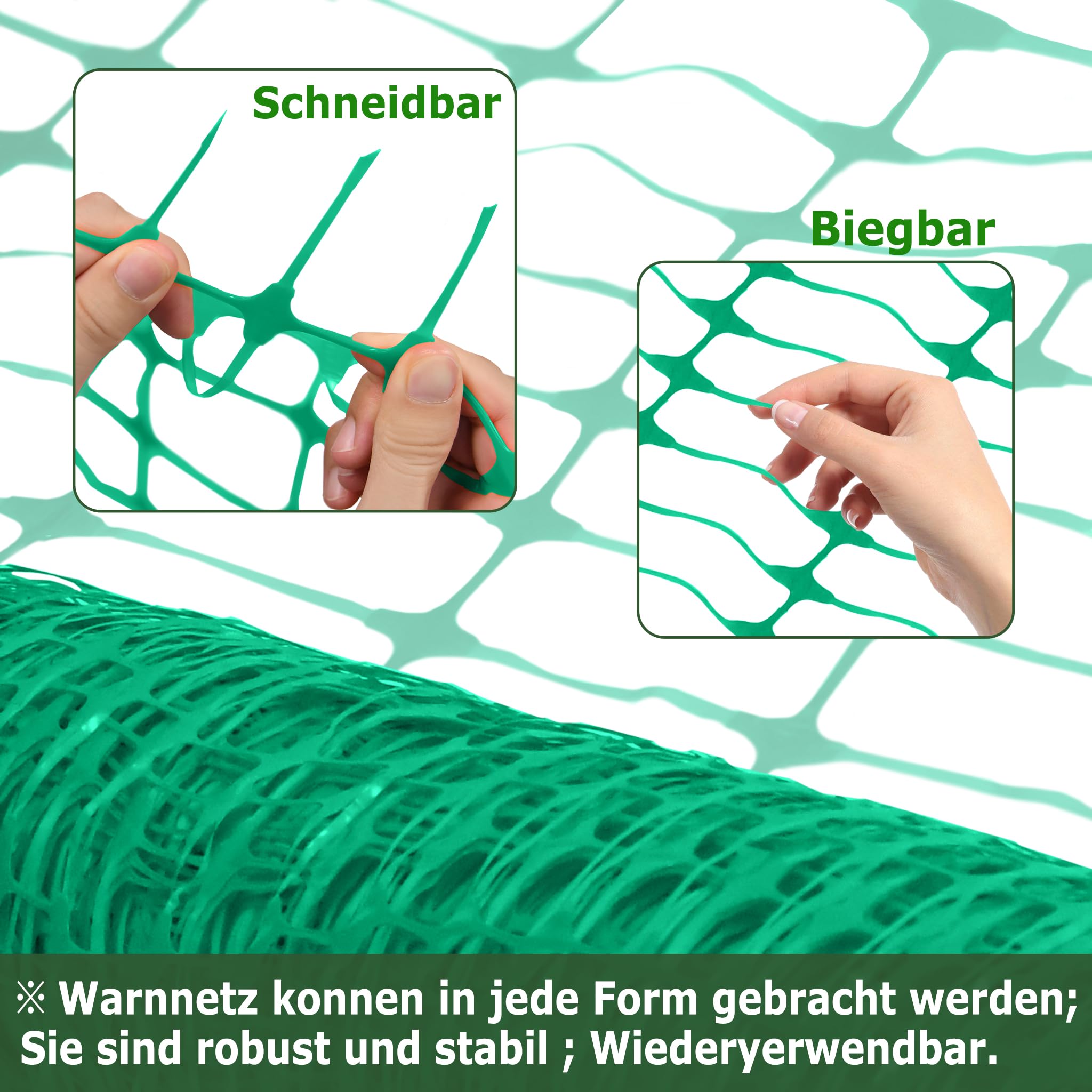 YRHome 1 x 80 m - Clôture de chantier - En plastique - Filet d'avertissement - Pour chien - Filet de sécurité - Filet de sécurité - Pour chantier - Clôture de poulet - Vert - Avec 80 piquets et 250