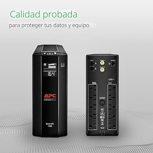 Vista 8 de APC Back-UPS Pro 1500VA UPS Respaldo de batería y protector contra sobretensiones, fuente de alimentación de batería de respaldo BX1500M