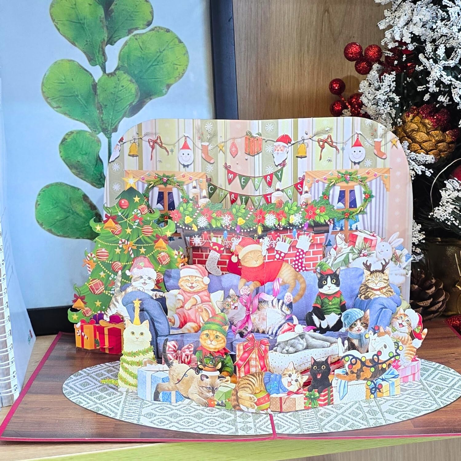 HEARTAGS- Pop Up Christmas Card Cats, 3D Cat Christmas Card Pop Up, 6x8 in Popup Holiday Gretting Cards For Kids, Mom, Dad, Son, Daughter, Husband, Wife, Sister, Adults With Envelope and Message Note - Image 4