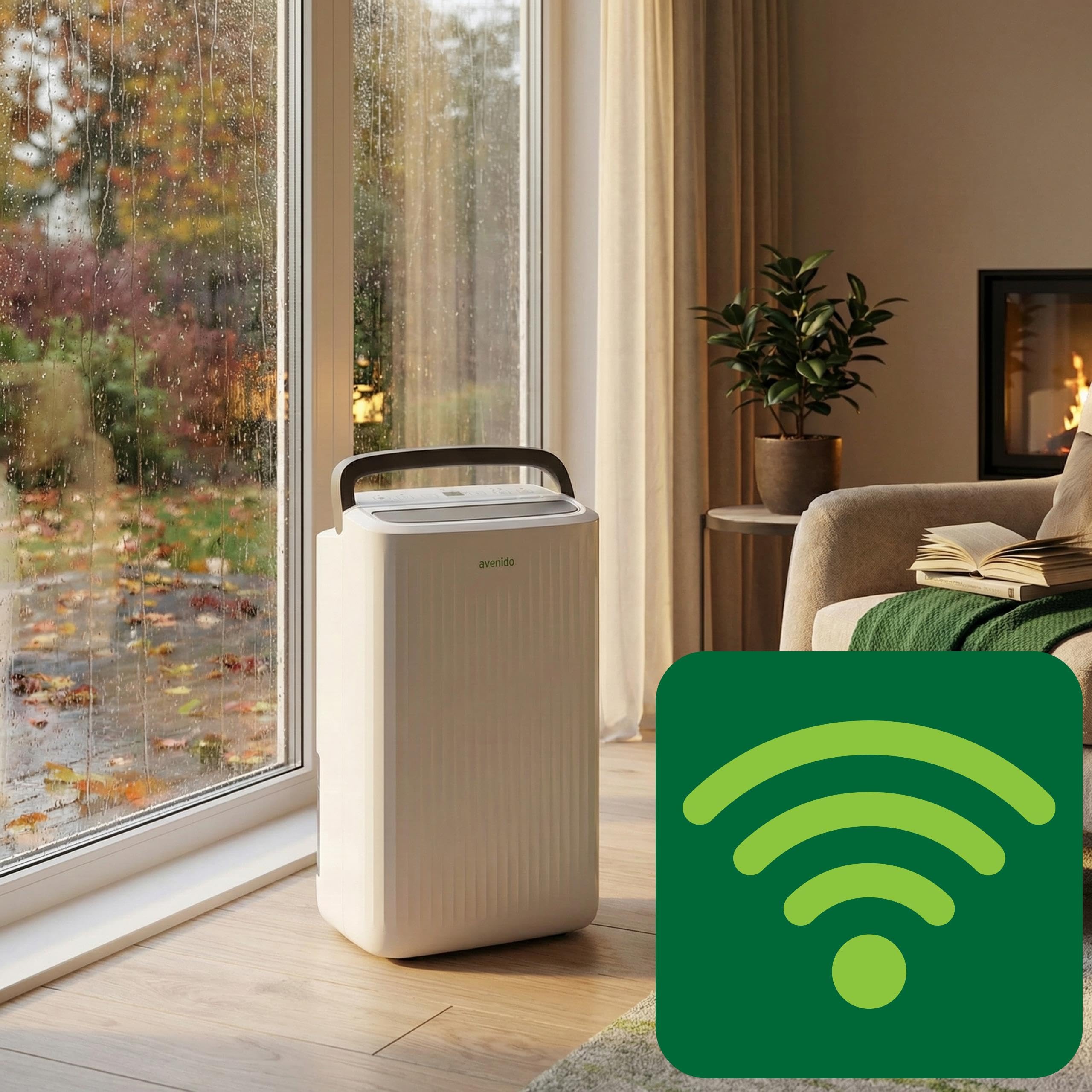 Osuszacz powietrza elekryczny z WiFi, 10L/24h, kompresorowy pochłaniacz wilgoci, do pomieszczeń ok. 60m3 (ok. 25m2), timer, 4 tryby osuszania normalny, ciągły, suszenie ubrań, cyrkulacja