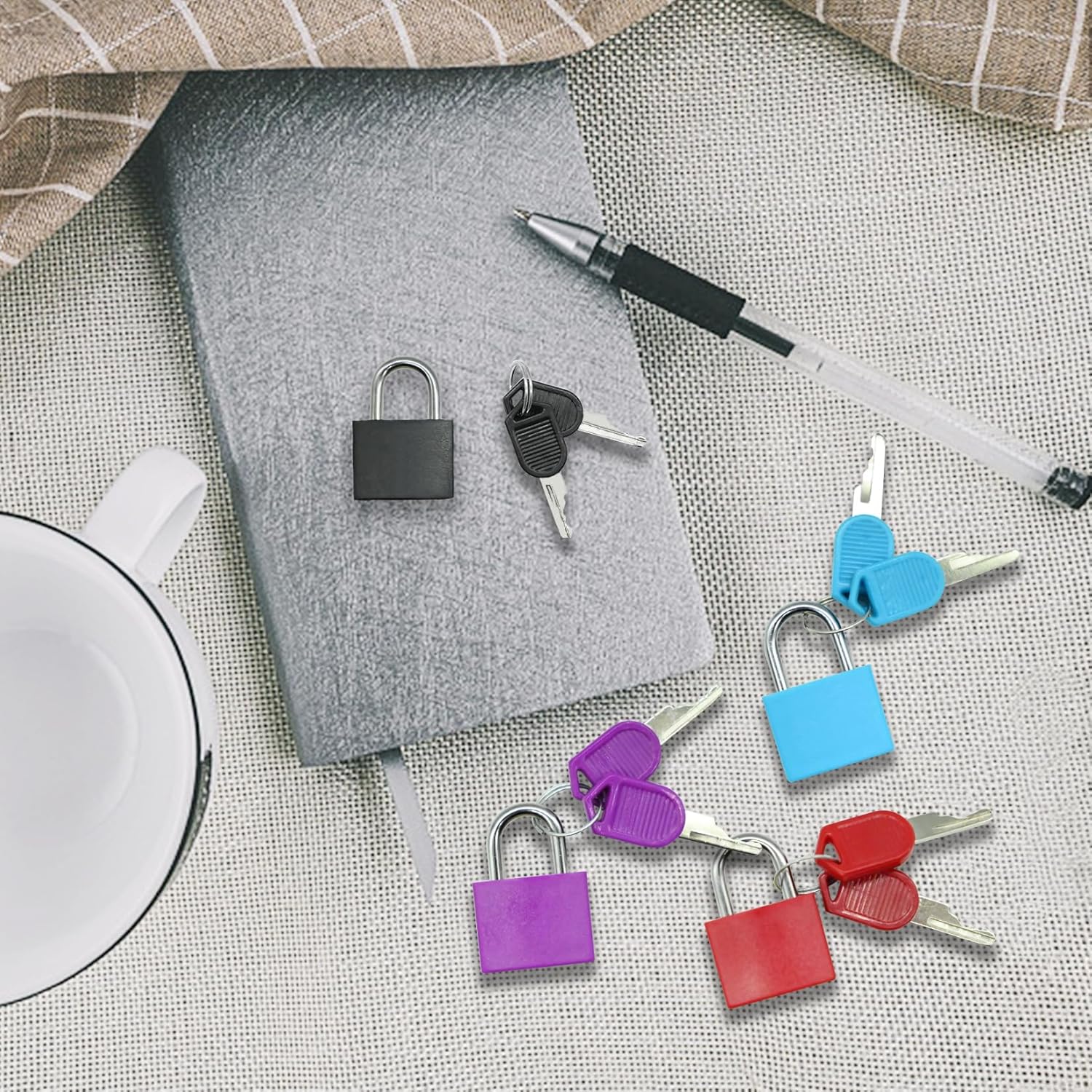 5Pack Suitcase Locks with Keys, 23mm Small Luggage Padlocks Multicolor, Solid Brass Mini Padlocks for Suitcase, Luggage, Travel Bag, Backpack Zipper, Jewelry Box, Diary Books, Drawer, Toolbox