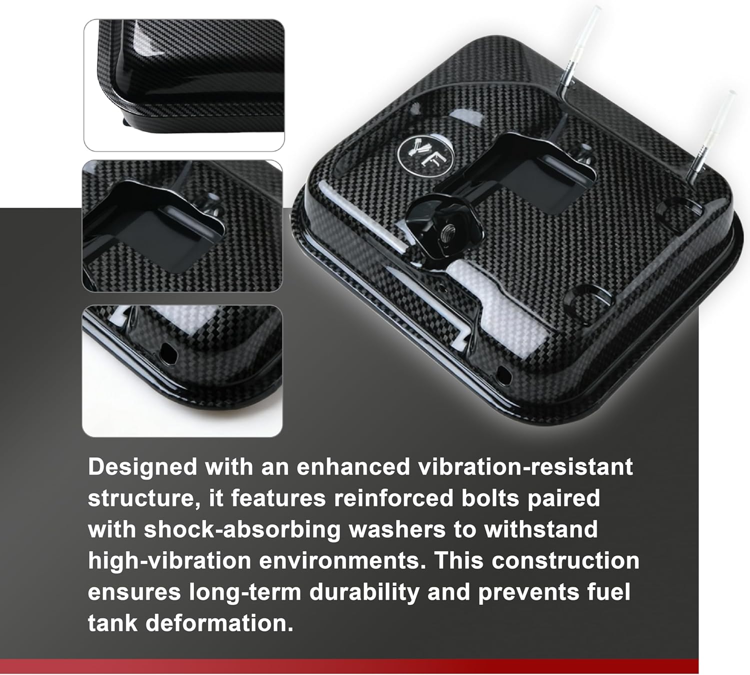 Upgrade Gas Fuel Tank with Fuel Level Gauge fit for Predator 212cc hemi engine, GX160/GX200 Engines, for Coleman CT200U, BT200X, Baja Warrior, Massimo Mini Bikes & Go Karts（Carbon fibre Pattern)
