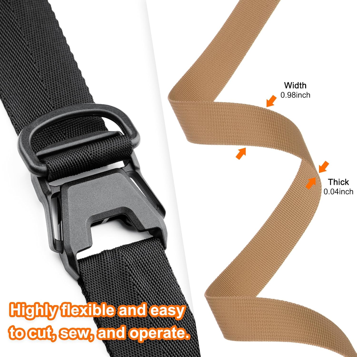 M METERXITY Flat Nylon Webbing Strap 1 Inch Wide 25 Yards Strong Nylon Strapping Upholstery Backpack Straps for Bags/Luggage/Cargo/Repairing/Indoor Outdoor [Light Brown, 1.1mm Thk]