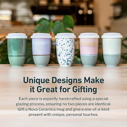 Miniatura 5 de NOVA CERAMICS Taza de viaje – Taza de café de viaje – Taza de café helado única para llevar – Vaso rosa café apto para microondas y lavavajillas