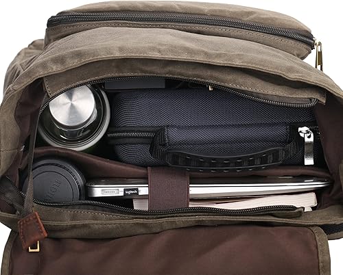 Miniatura 6 de Mochila casual para laptop de lona para hombre, Verde oliva