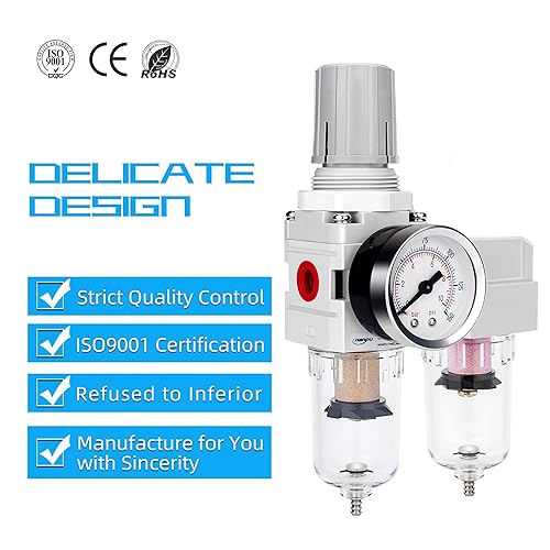 Miniatura 7 de NANPU Sistema de secado de aire NPT de 14 pulgadas filtro de partículas de 5 micras filtro coalescente de 05 micras y regulador de presión de aire
