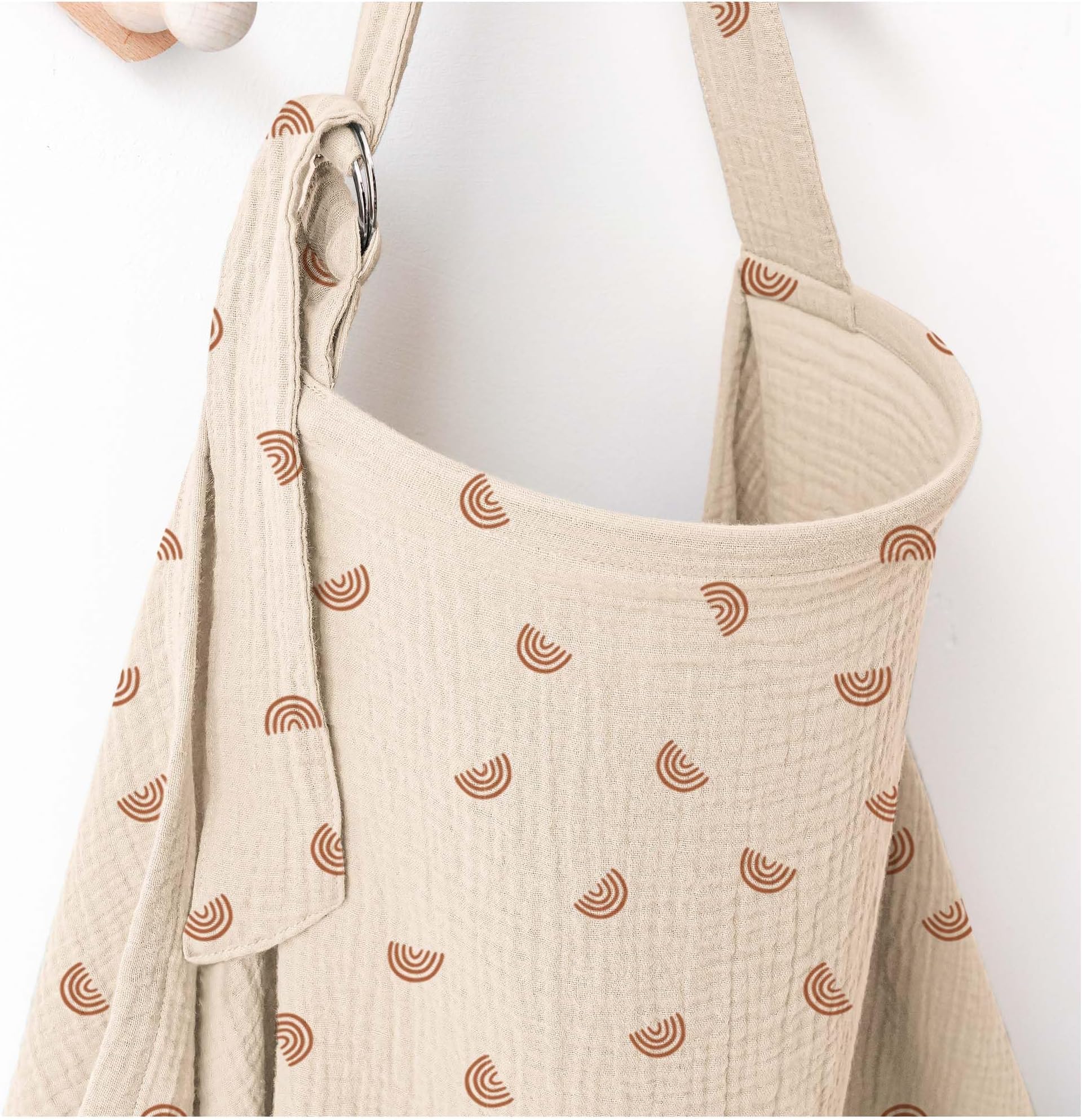 Muslin Nursing Covers for Breastfeeding, Privacy Breast Feeding Cover with Arch Neckline for Mom and Baby, Breathable 100% Cotton Nursing Apron Multi-use Stroller Cover