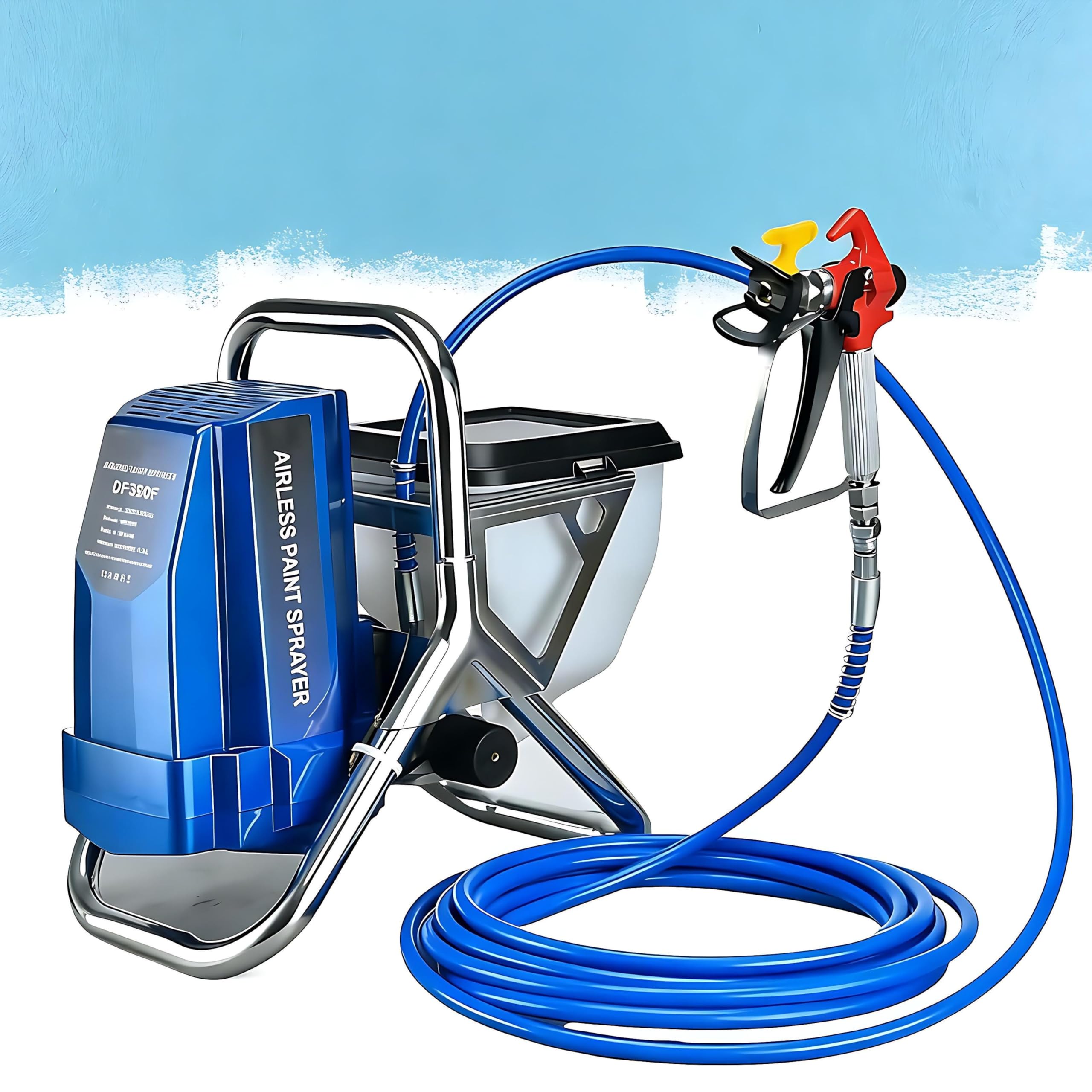 Macchina a Spruzzo per Vernice da Parete Airless, Spruzzatore Airless Elettrico 1800W 2900 PSI con Serbatoio 6L, Tubo 10m,per Interni, Esterni, Soffitti, Terrazzi, Portici