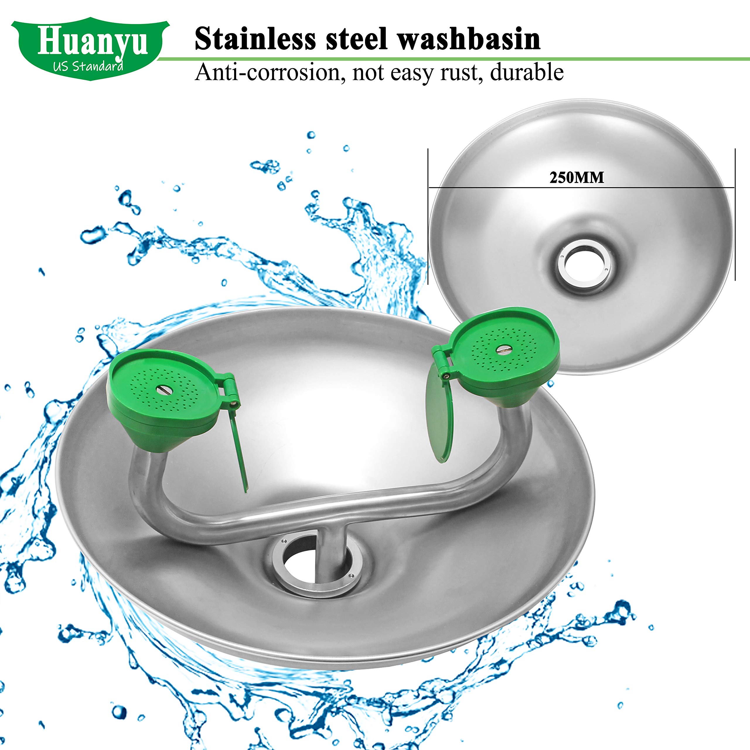 Station de lavage des yeux d'urgence murale pour sèche-linge – Station de lavage des yeux à double tête de pulvérisation en acier inoxydable | Équipement de sauvetage efficace pour le lavage des