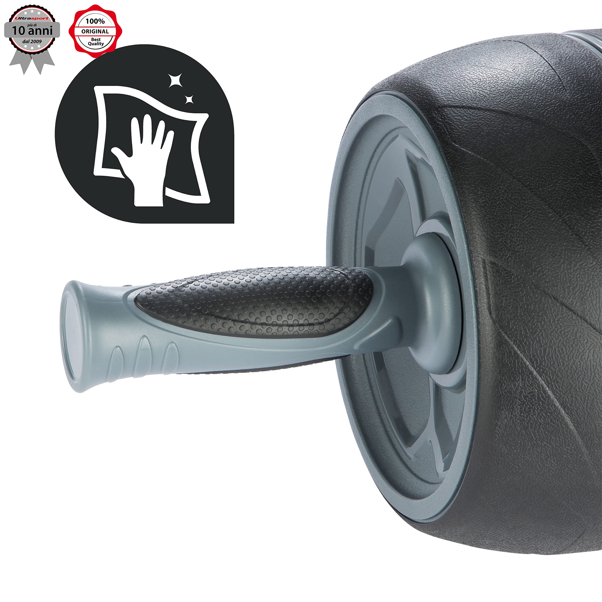 Allenatore Addominali AB Ruota Ultrasport - Con Doppie Rotelle E Tappetino Per Ginocchia, Blu - Foto 11