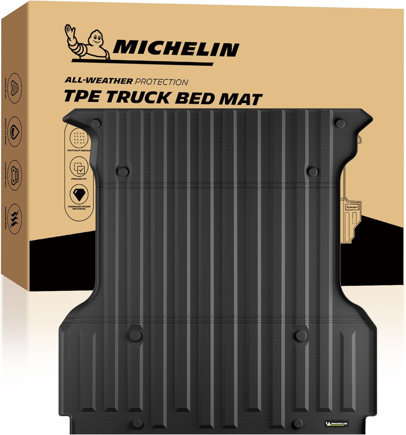 Michelin Truck Bed Mat for 2004-2014 Ford F-150/Lincoln Mark LT 2006-2008 - 5.5 FT Short Bed, All-Weather Truck Bed Liner, Custom Fit, Durable TPE, Bedliner (Not Fit for Drop in Bedliner)