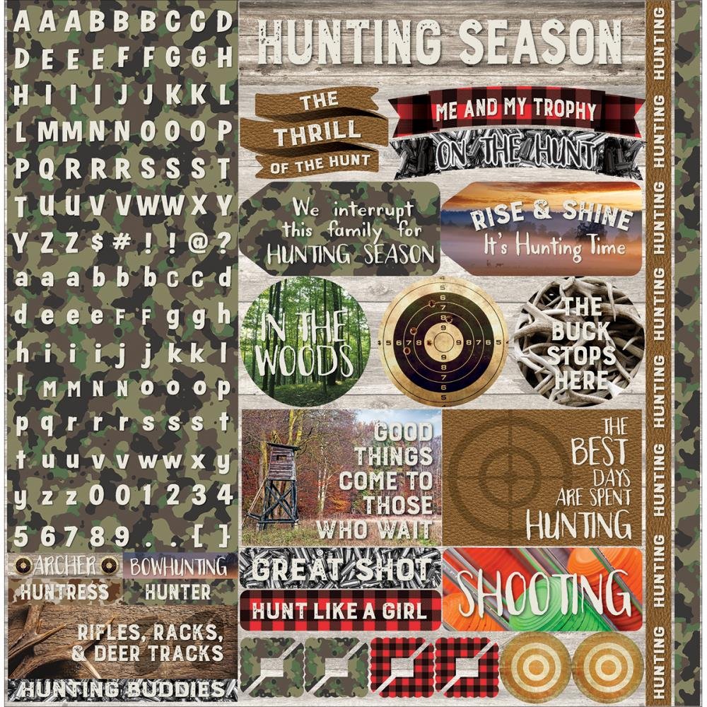 Hunters Paradise Reminisce planche d'autocollants 30,5 x 30,5 cm pour réussir vos décorations de pages