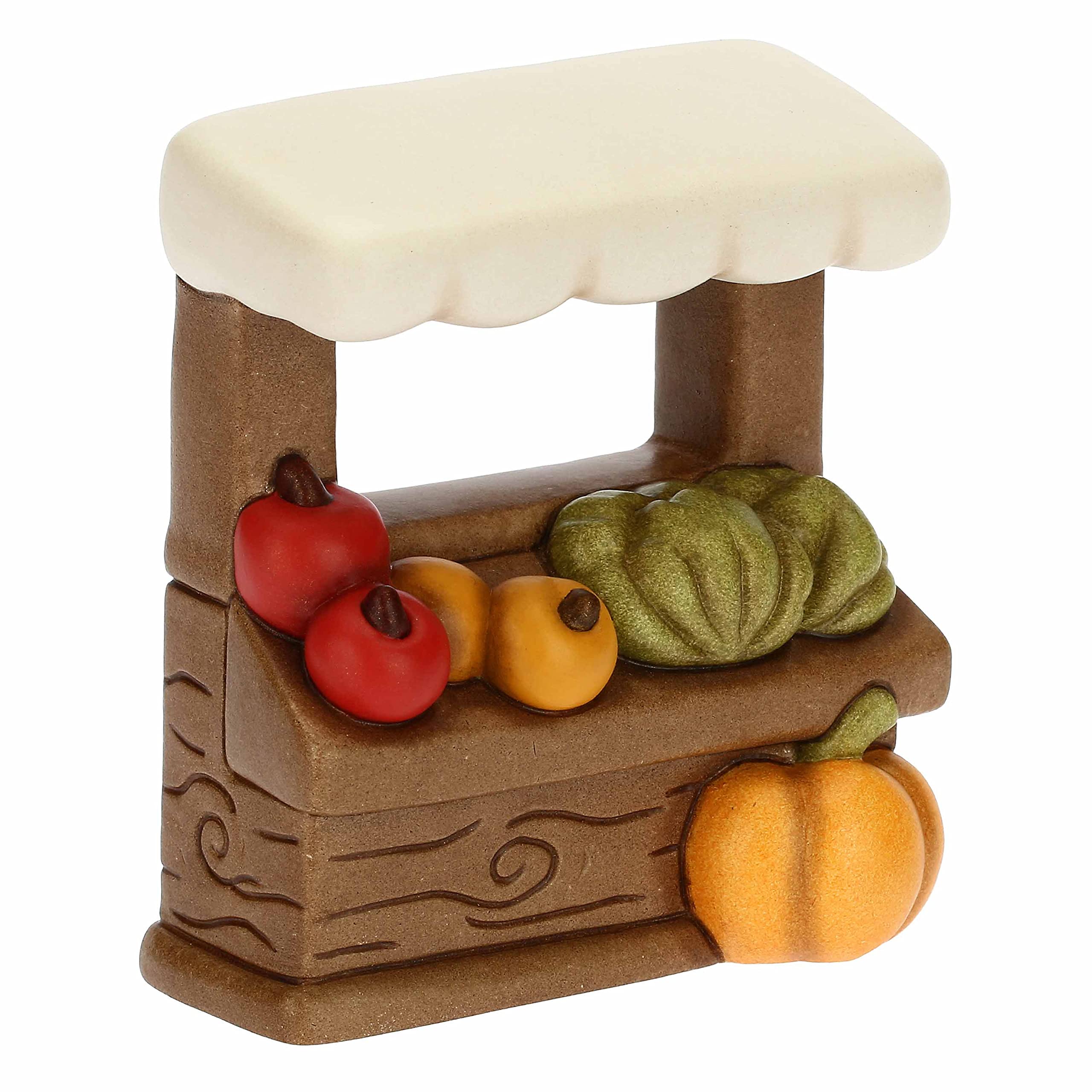 THUN - Presepe 2022 - Statuina Presepe Banco Frutta in Ceramica Decorata a Mano - Linea Presepe Classico - 7,5x4,4x8,5 cm h