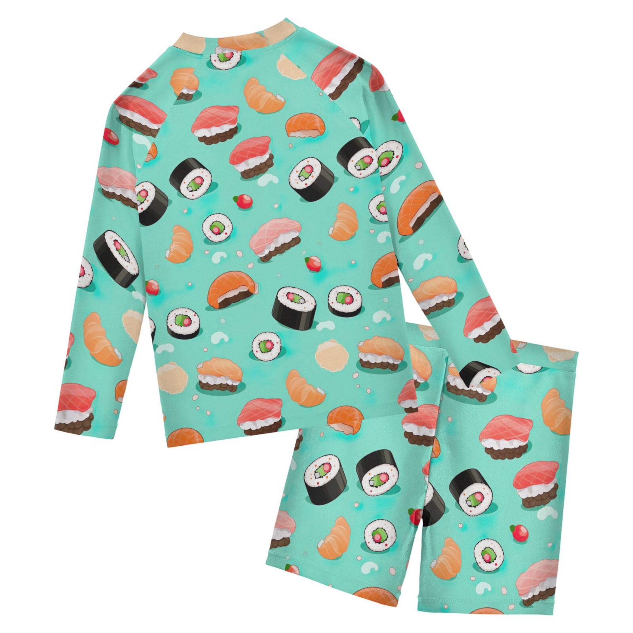 Sushi Food Toddler and Baby Boys' 2-Piece Swimsuit Trunk, Long Sleeve Rashguard Bathing Suit B0403765