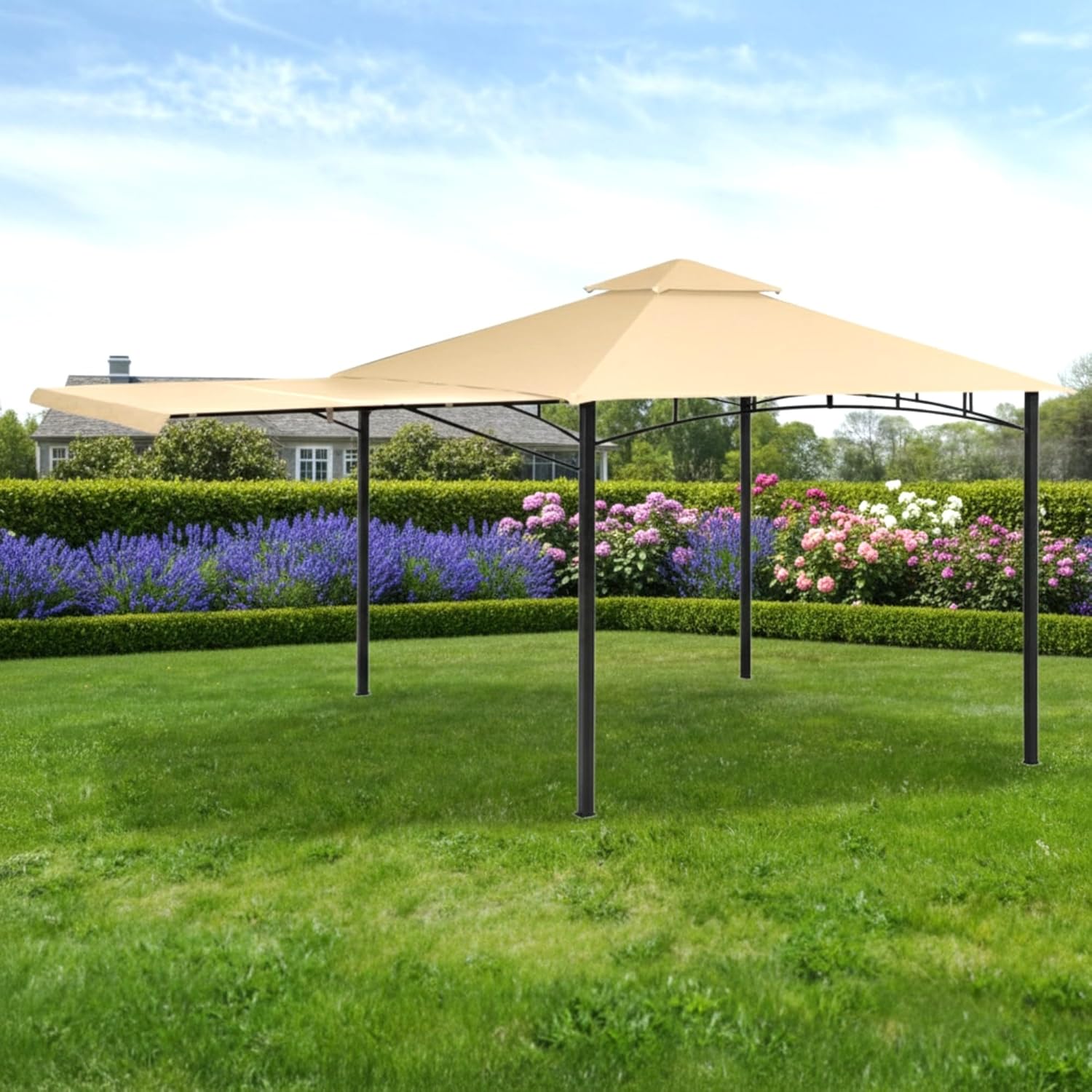 Garden Winds Reinforced Replacement Canopy Top Cover Compatible with The 24011 ShelterLogic Redwood Awning 11' x 11' Gazebo - Classic Sand, Riplock 350