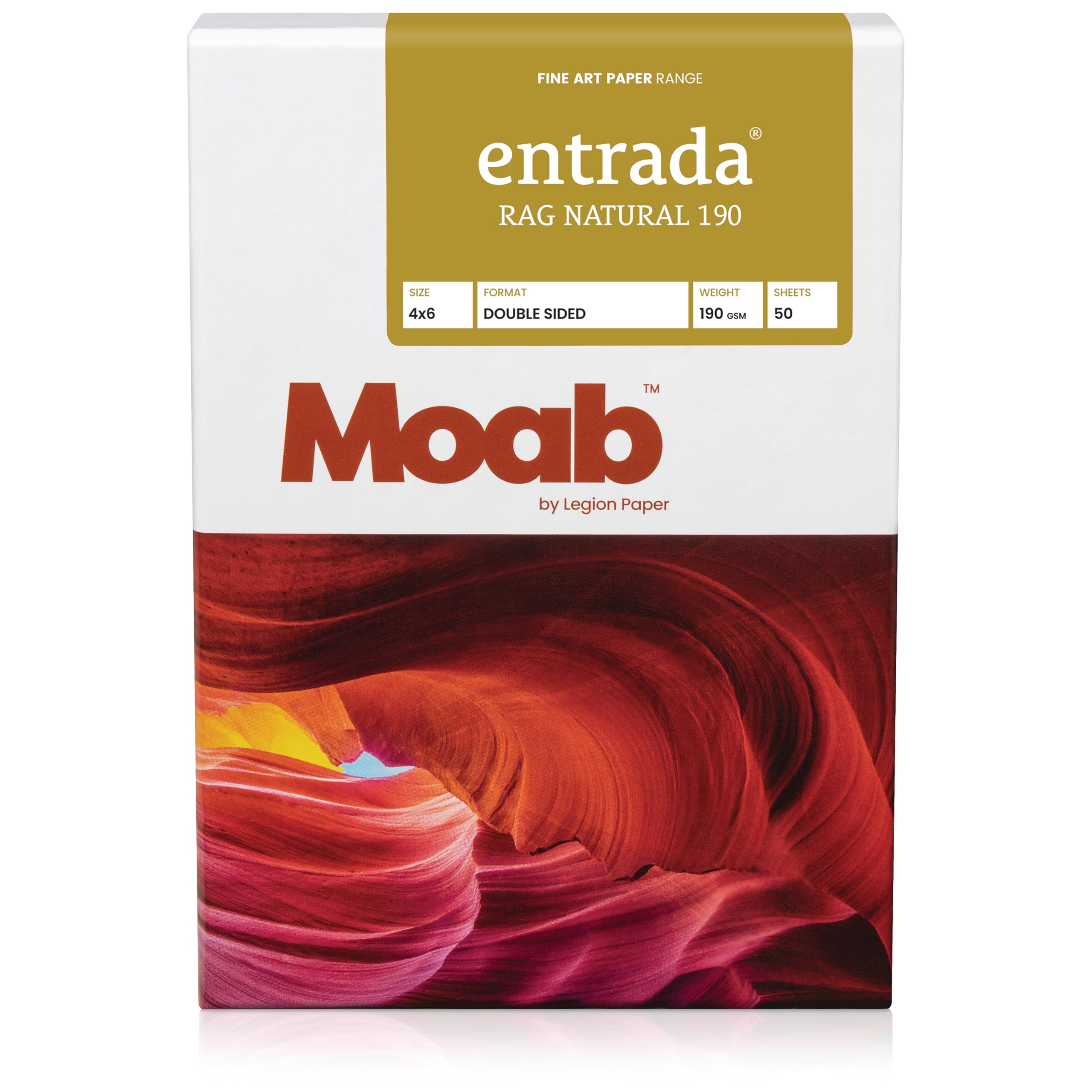 Legion Moab Entrada Digital Rag Paper - 4" x 6", Natural, 190 gsm, Pkg of 50