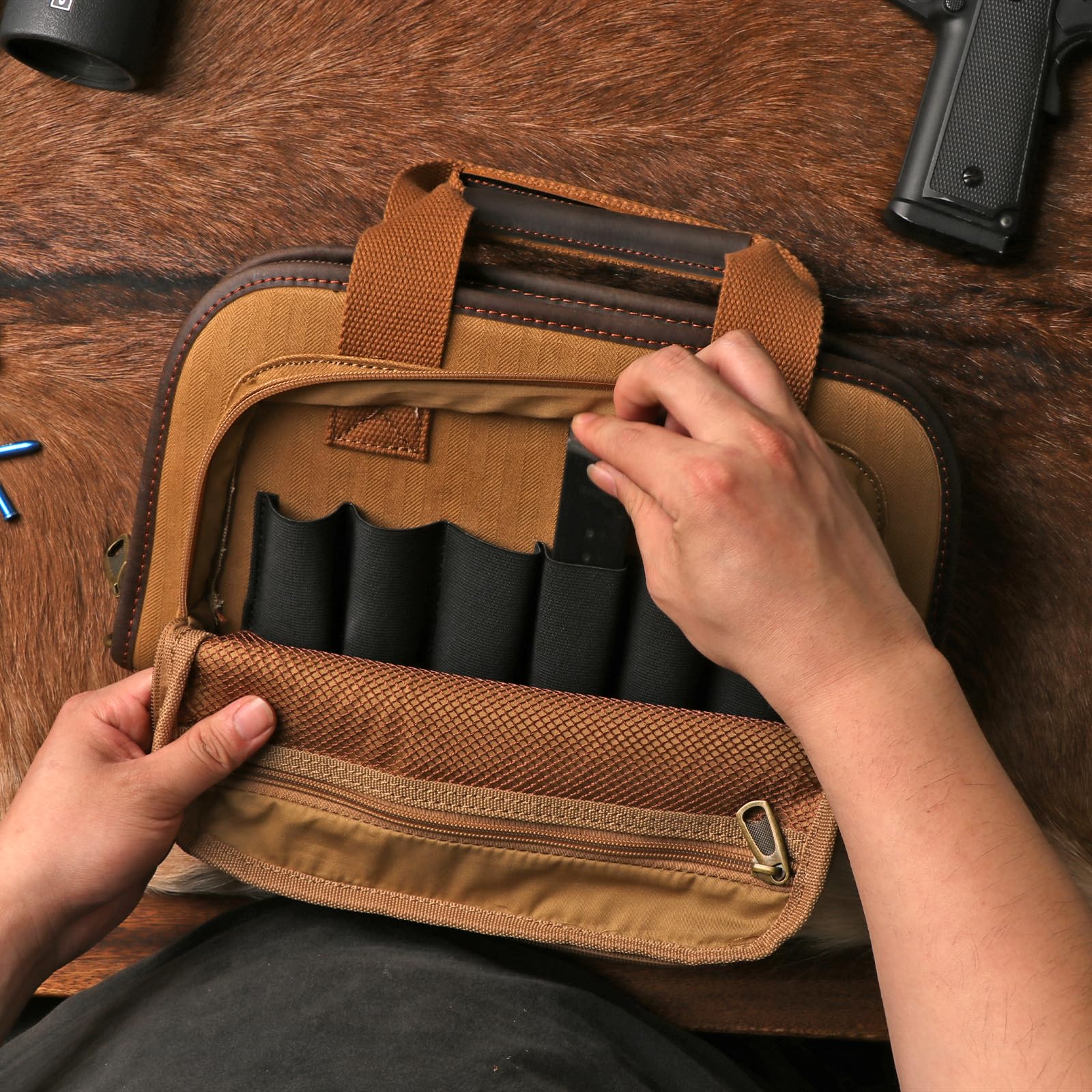 TOURBON Borsa imbottita per pistola Custodia in tela per pistola Custodia per pistola nascosta con porta caricatore per poligono di tiro