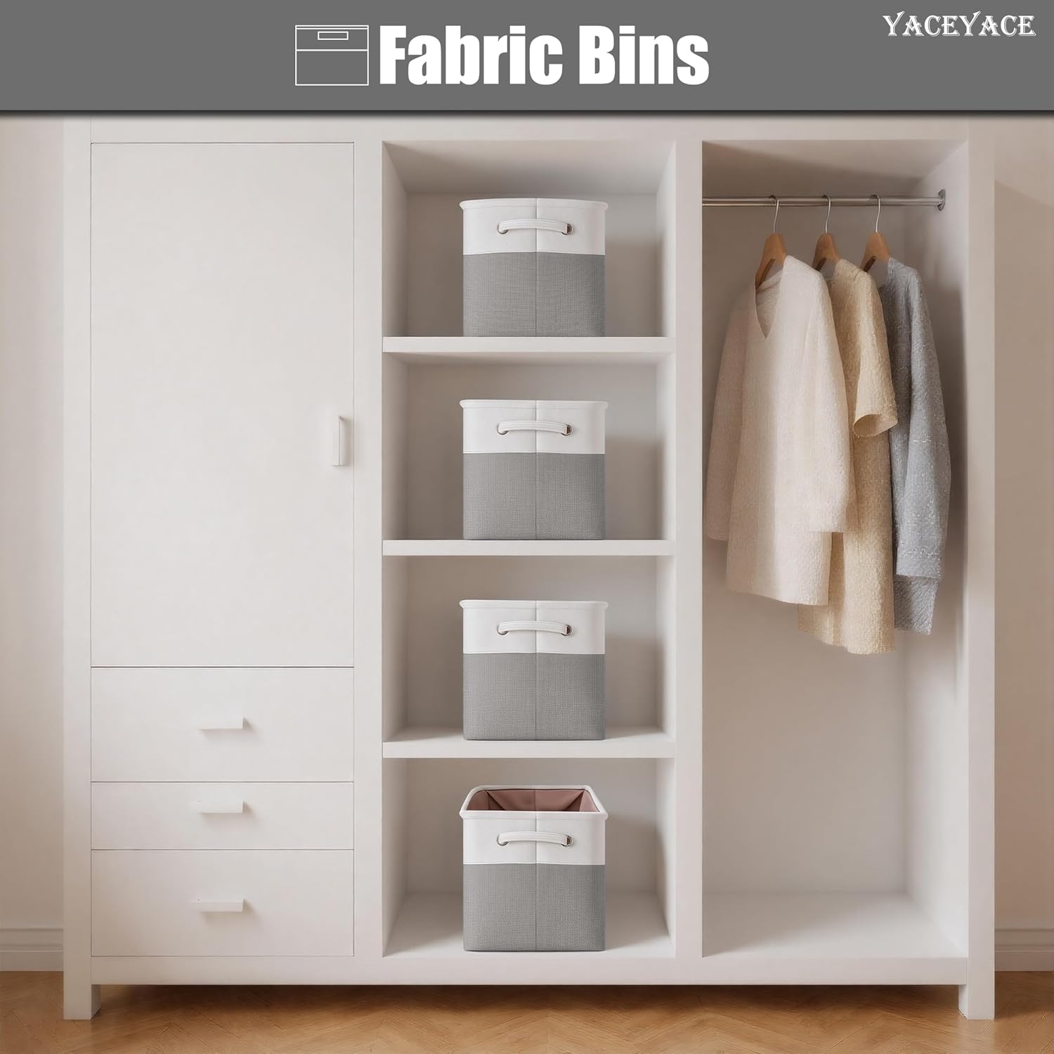 Storage Cubes, 4 Pack 15"x11"x9.5" Linen Fabric Storage Bins for Shelves, Foldable Basket for Blankets, Cloth, Home Organizing, Decorative